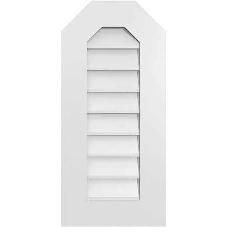 Octagonal Top Surface Mount PVC Gable Vent W/ 3-1/2W X 1P Standard Frame, 14W X 30H